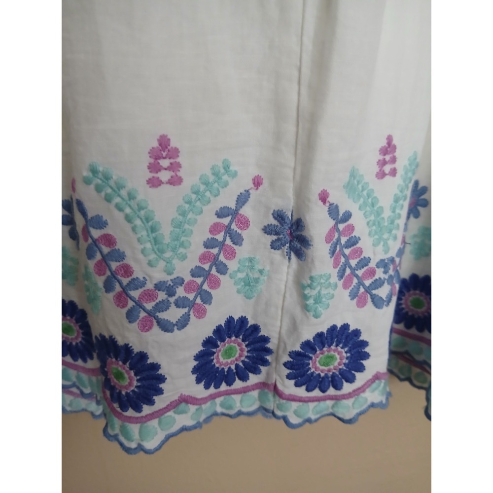 Talbots Dress 18w Petite Linen Embroidered Shift Resort Beach Cruise Bohemian - Picture 9 of 12